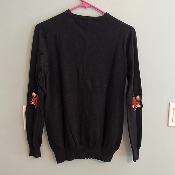 Sugarhill Boutique/Brighton black sweater with fox elbow patches! Size US 4. - Picture 2 of 4